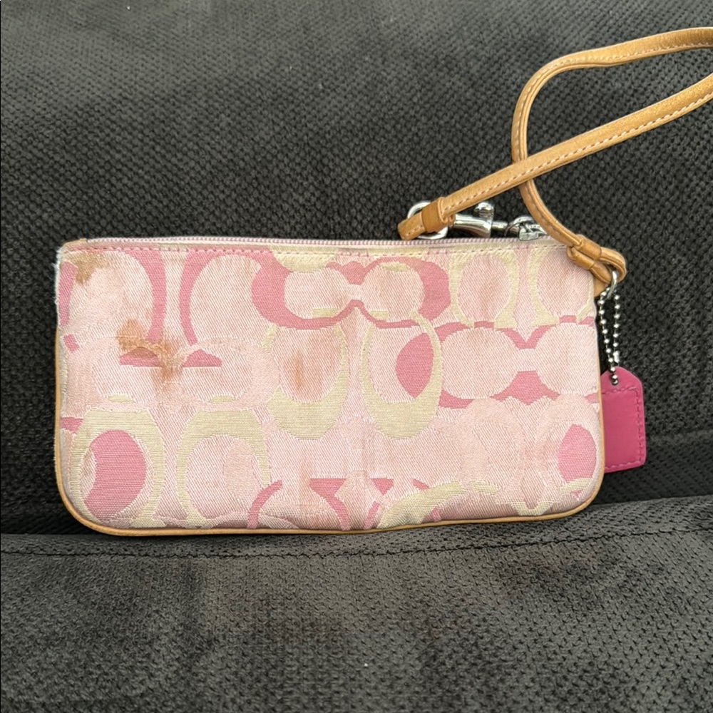 Pink Coach Wristlet Bag